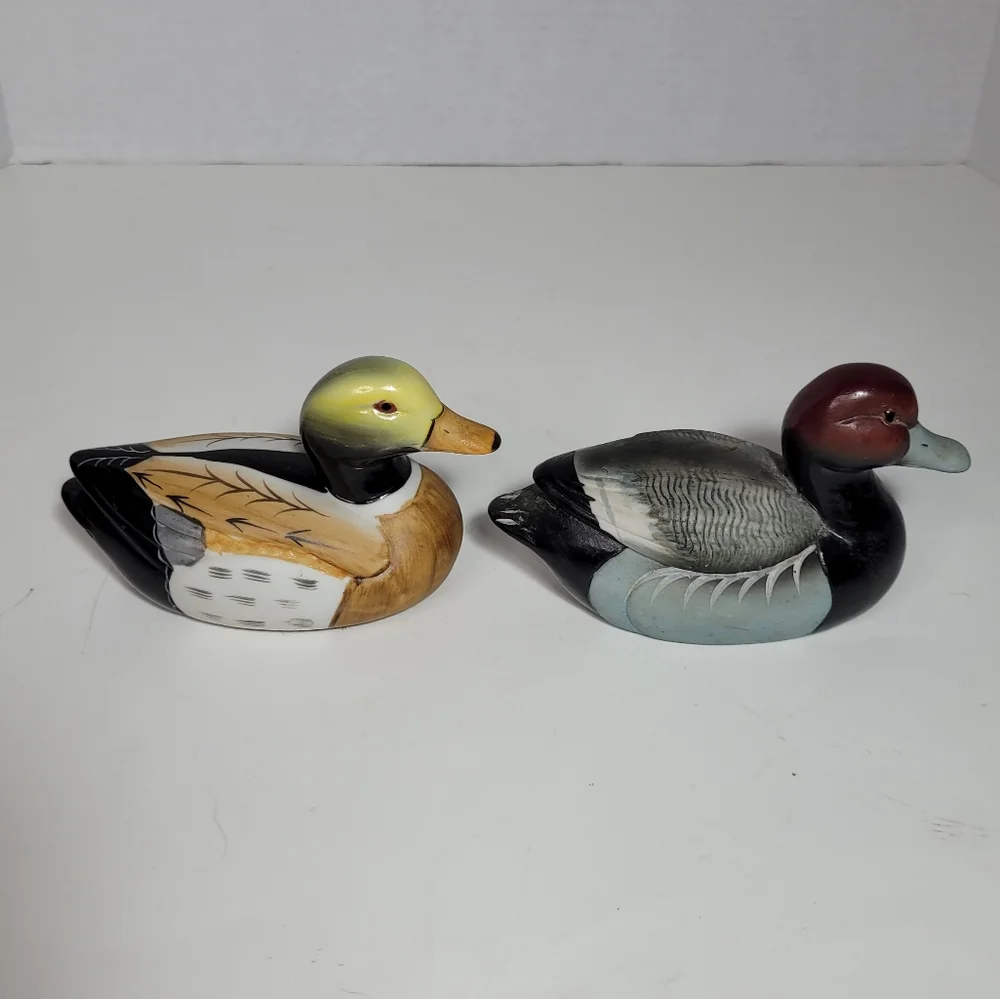 Two Beautifully Handpainted Small Porcelain Duck Figures Vintage RARE